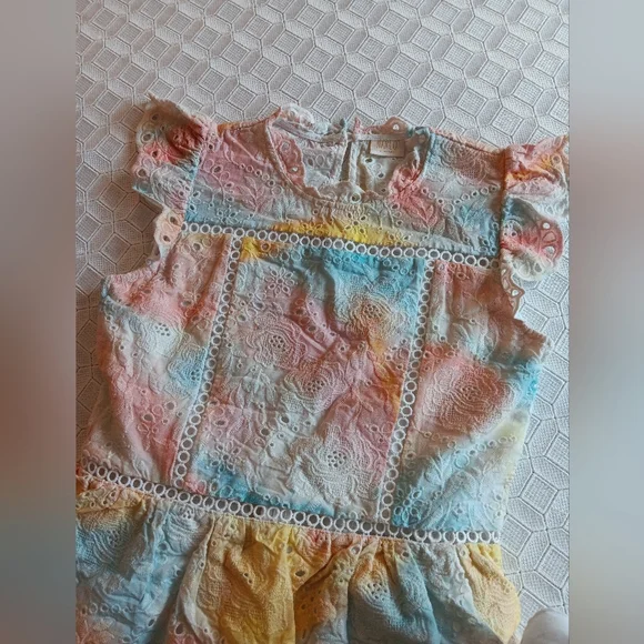 Marlo Girls Size 14 Cotton Eyelet Tiered Dress - Picture 4 of 5